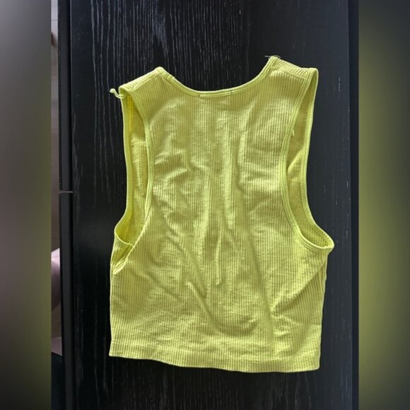 Ribbed Lime Green V-Neck Tank Top - Picture 2 of 2